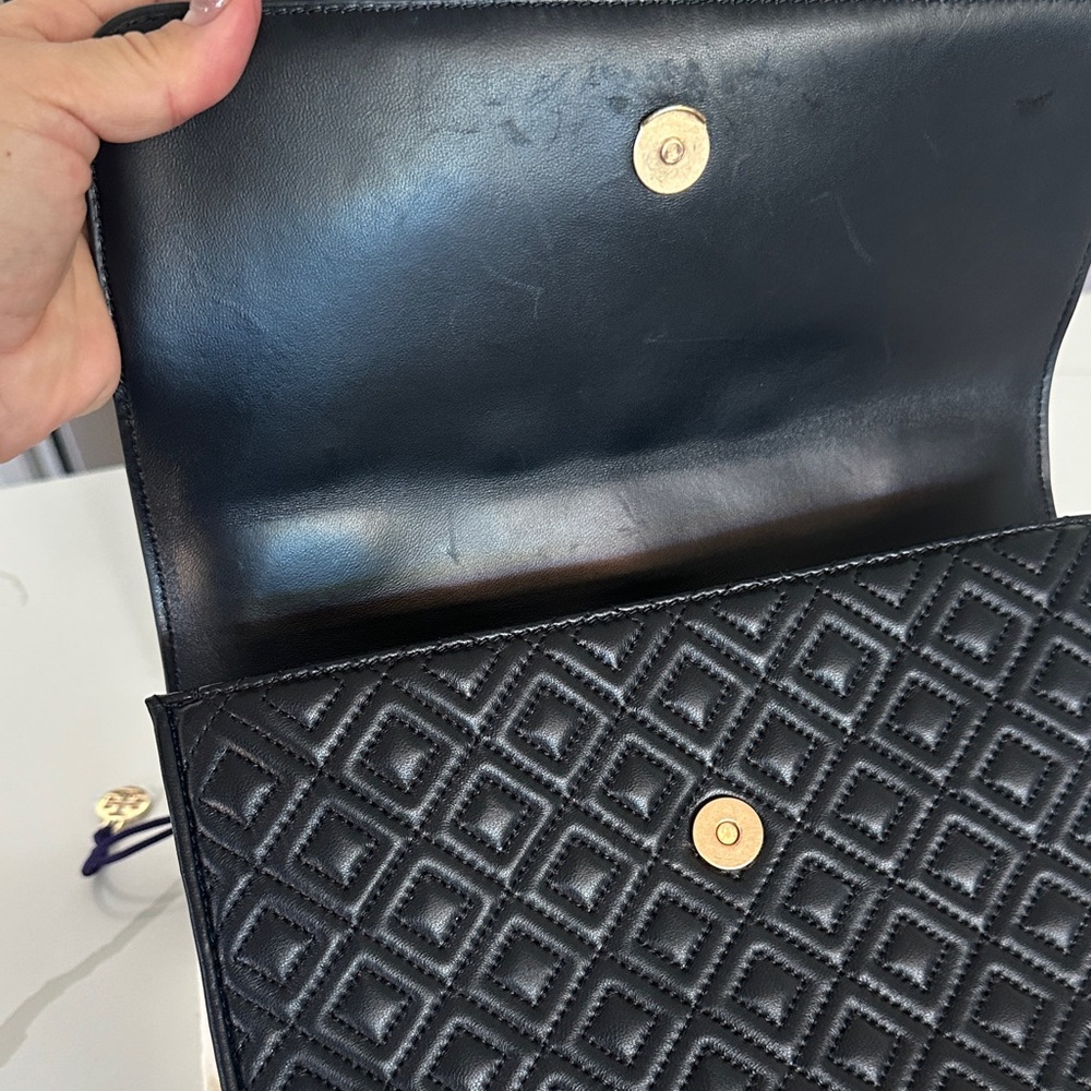 Tory Burch Fleming Large Convertible Bag Black Quilted Leather w/ Dust Bag - Picture 11 of 13
